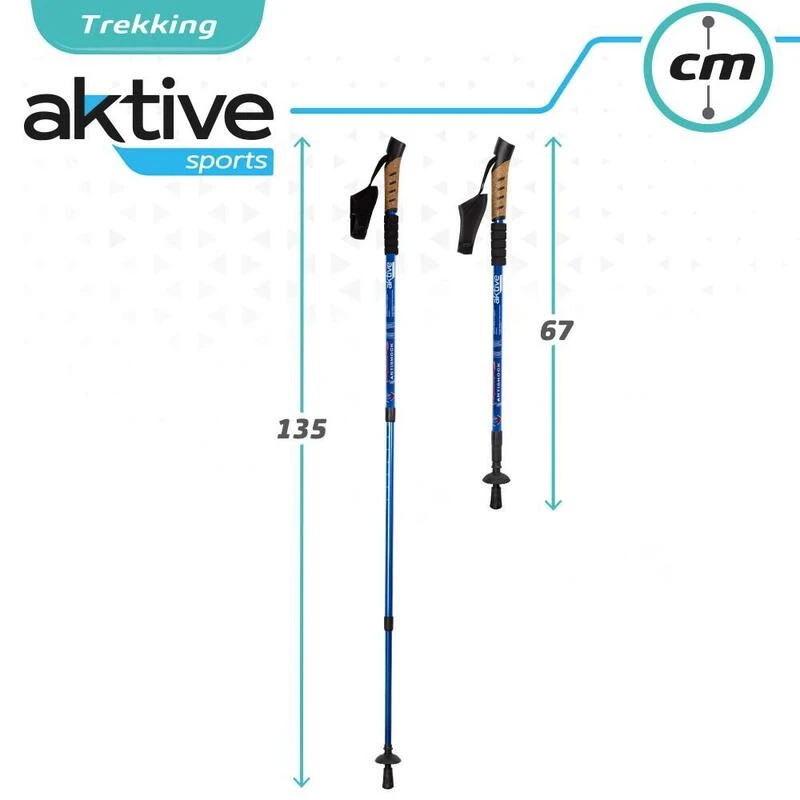 AKTIVE Jeu De 2 Bâtons De Trekking En Aluminium 67-135 Cm, Noir Et Bleu 8 AKTIVE Jeu De 2 Bâtons De Trekking En Aluminium 67-135 Cm, Noir Et Bleu – Image 6