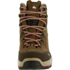 CHAUSSURES TREKKING CUIR IMPERMÉABLES - MT100 - BEIGE - FEMME HAUTE -Promos Regatta || Quechua || Dare 2b Boutique chaussures trekking cuir impermeables mt100 beige femme haute 2