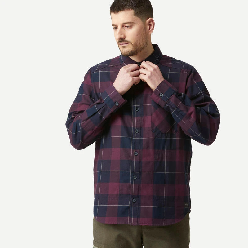 Chemise De Trekking Voyage - TRAVEL500 WARM Bordeaux Homme 4 Chemise De Trekking Voyage - TRAVEL500 WARM Bordeaux Homme â Image 2