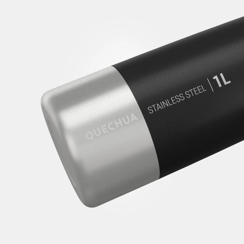 Quechua Gourde Inox 1L Avec Bouchon à Vis Pour La Randonnée - Noir 5 Quechua Gourde Inox 1L Avec Bouchon à Vis Pour La Randonnée - Noir – Image 3