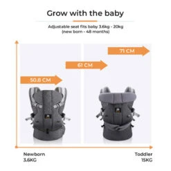 Porte-bébé Ergonomique Deryan - Porte-bébé Ventral 2-en-1 Anthracite -Promos Regatta || Quechua || Dare 2b Boutique porte bebe ergonomique deryan porte bebe ventral 2 en 1 anthracite 3