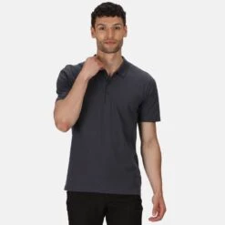 Regatta Sinton Polo Fitness à Manches Courtes Pour Homme - Gris Moyen -Promos Regatta || Quechua || Dare 2b Boutique sinton polo fitness a manches courtes pour homme gris moyen 4